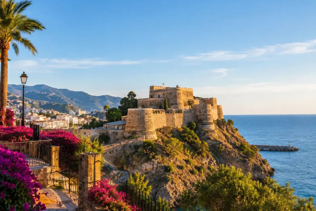Castillo de San Miguel en Almuñécar, Granada, una fortaleza histórica con vistas al Mediterráneo que refleja el encanto y el patrimonio cultural de la costa andaluza.